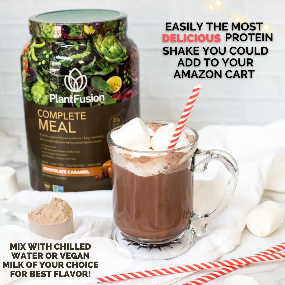 PlantFusion Complete Meal Replacement Shake - Plant Based Protein Powder with Superfoods, Greens & Probiotics - Vegan, Gluten Free, Soy Free, Non-Dairy, No Sugar, Non-GMO - Chocolate Caramel 15.9 oz (Pack of 1) | Complete Nutrition - view 3