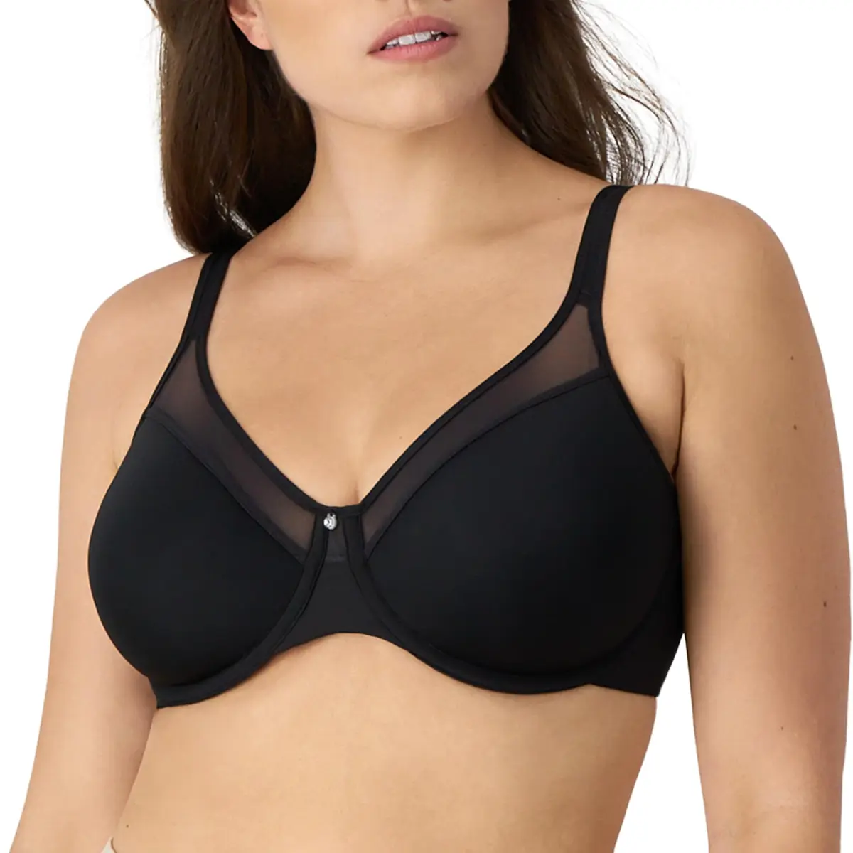 Bali Women's One Smooth U Ultra Light Illusion Neckline Underwire Bra, Black, 34D | Seamless, Breathable Support - main product image