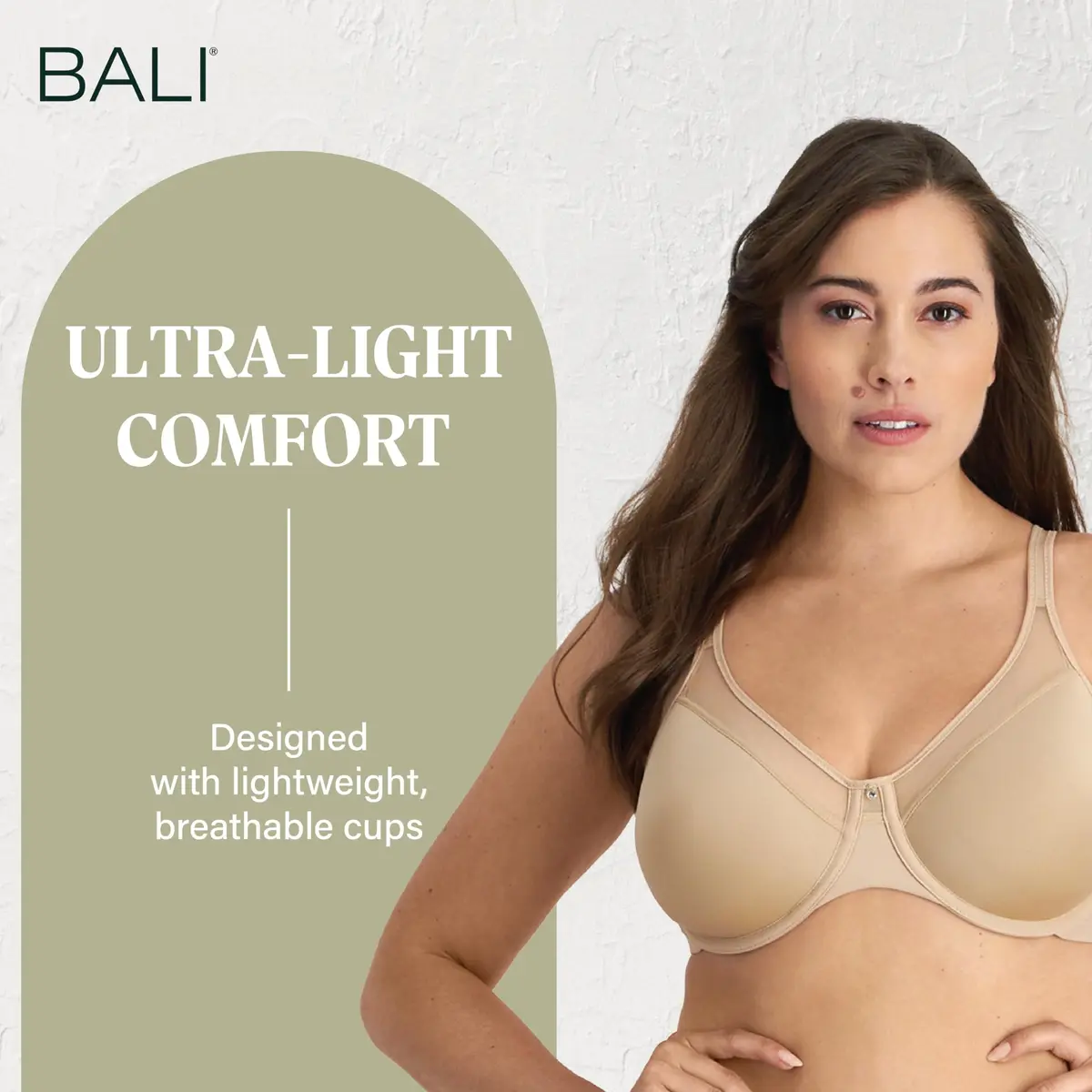 Bali Women's One Smooth U Ultra Light Illusion Neckline Underwire Bra, Nude, 38DD | Seamless, Supportive & Breathable - view 3