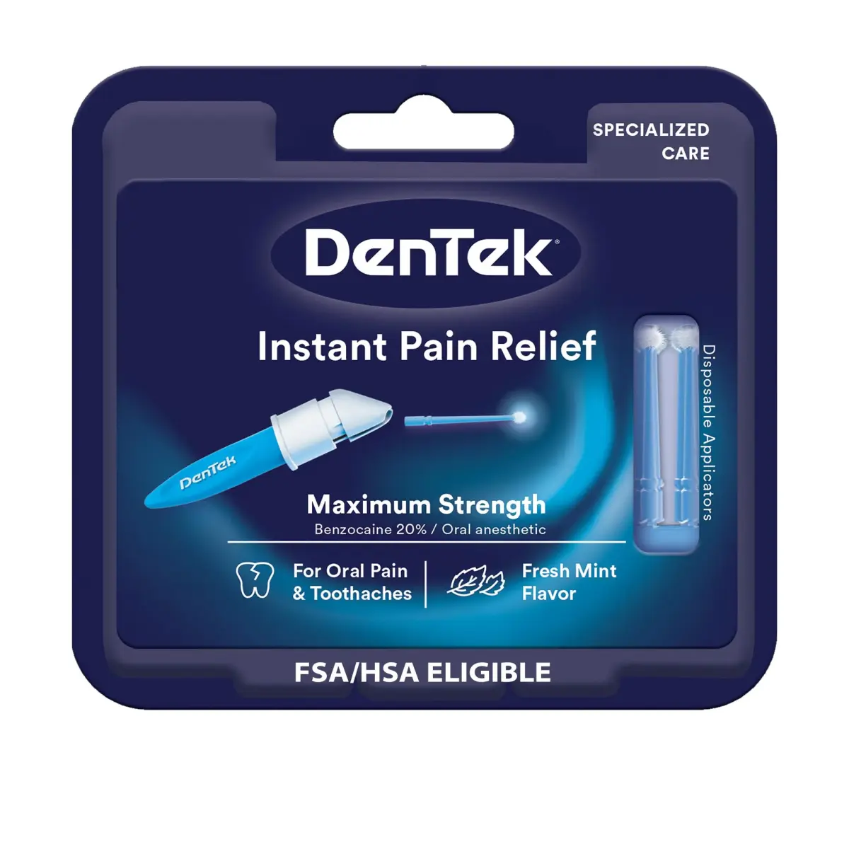 DenTek Instant Oral Pain Relief Kit with Benzocaine, 50 Treatments | Maximum Strength Mint Oral Anesthetic - main product image