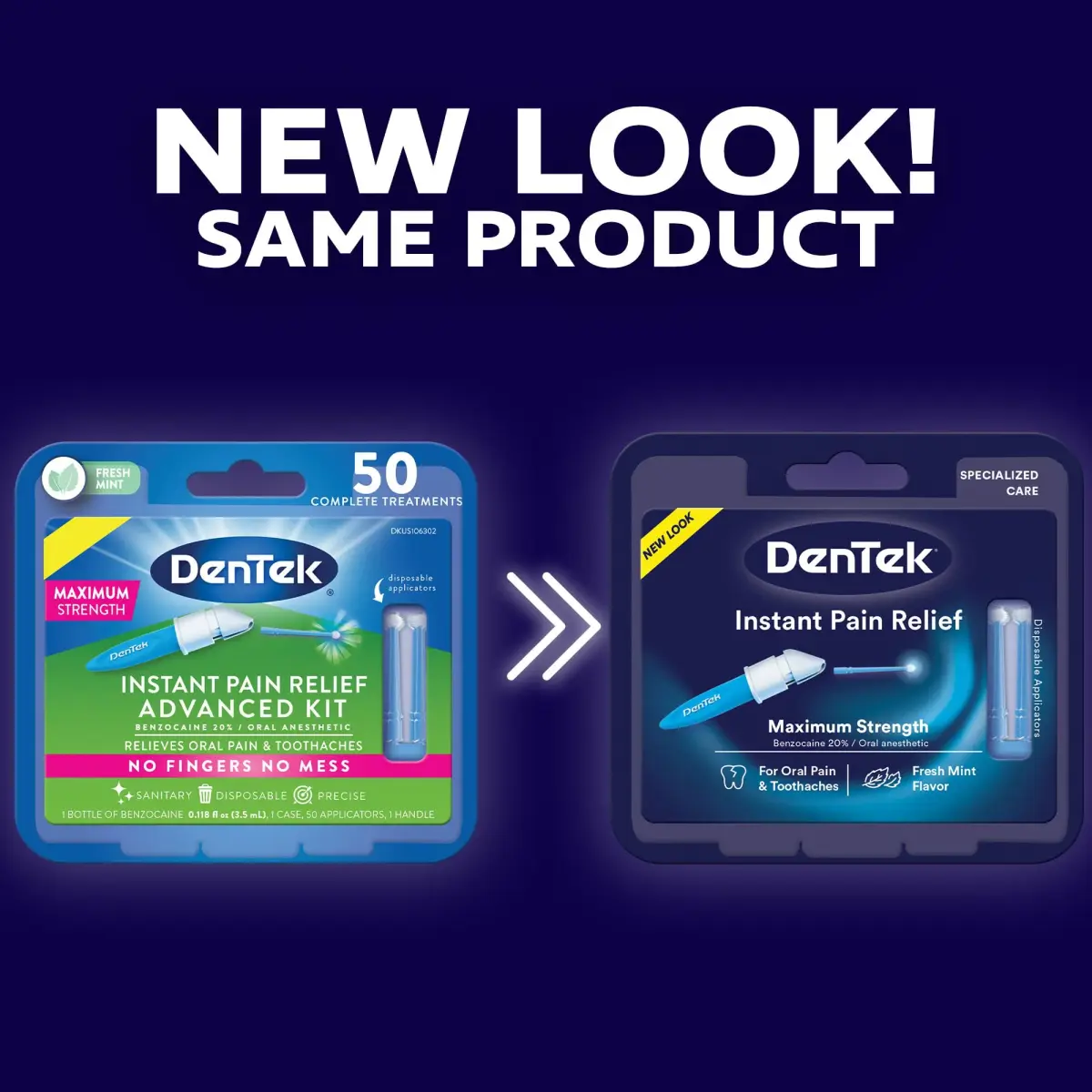 DenTek Instant Oral Pain Relief Kit with Benzocaine, 50 Treatments | Maximum Strength Mint Oral Anesthetic - view 2