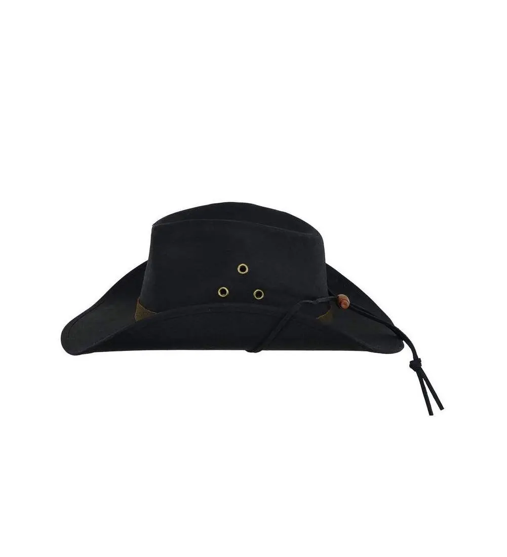 Outback Trading Company Unisex Trapper Cotton Oilskin Hat Black | Waterproof UPF 50 - view 2