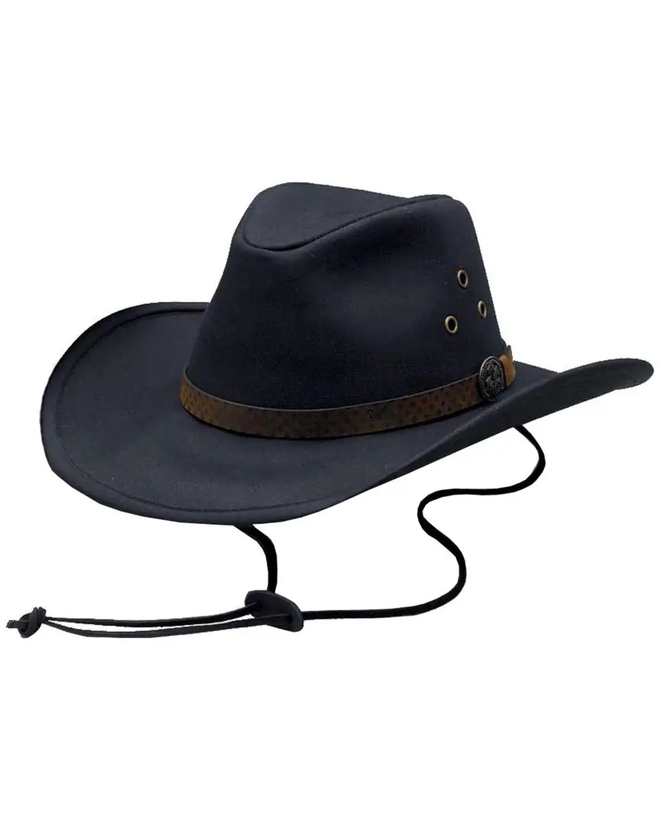 Outback Trading Company Unisex Trapper Cotton Oilskin Hat Black | Waterproof UPF 50 - view 3
