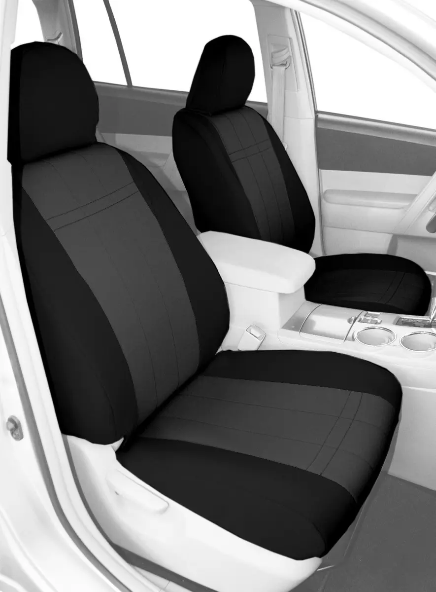 CalTrend Front Buckets Seats, Neoprene Seat Covers for 2011-2021 Nissan Frontier|Nissan Xterra Charcoal Charcoal Insert with Black Trim | Custom Fit - main product image