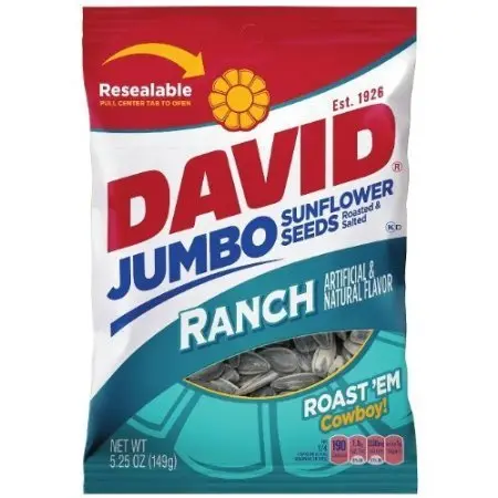 David Seeds Jumbo Sunflower Ranch Flavor 5.25-Ounce Bag (Pack of 12) | Zesty Ranch Flavor Seeds - main product image