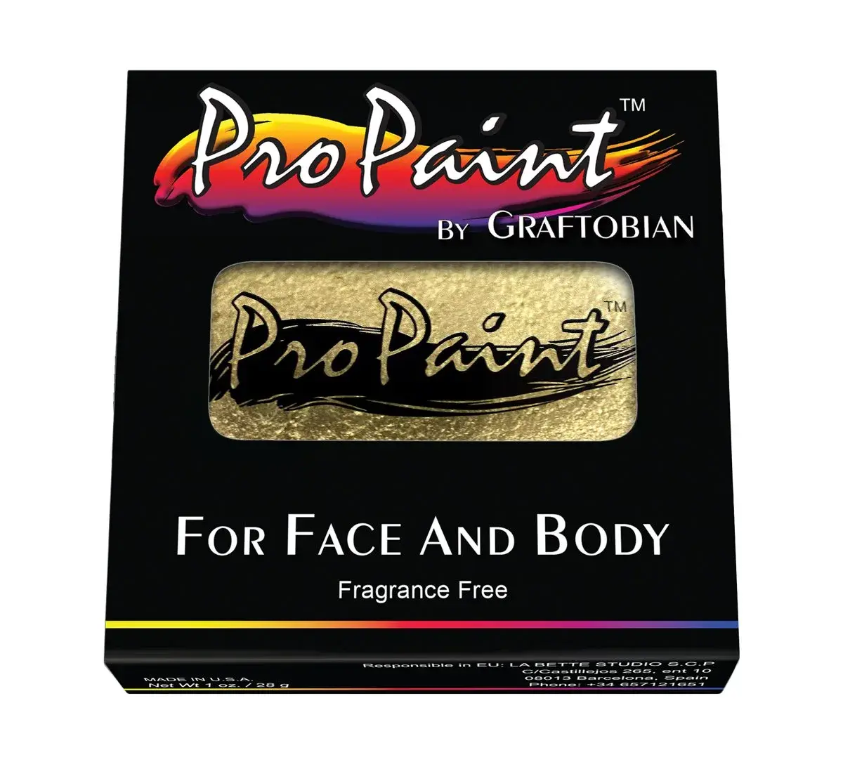 Graftobian ProPaint Metallic Gilded Gold Face & Body Paint 29.57ml (1 Fl Oz) | Vivid, Blendable Coverage - view 3