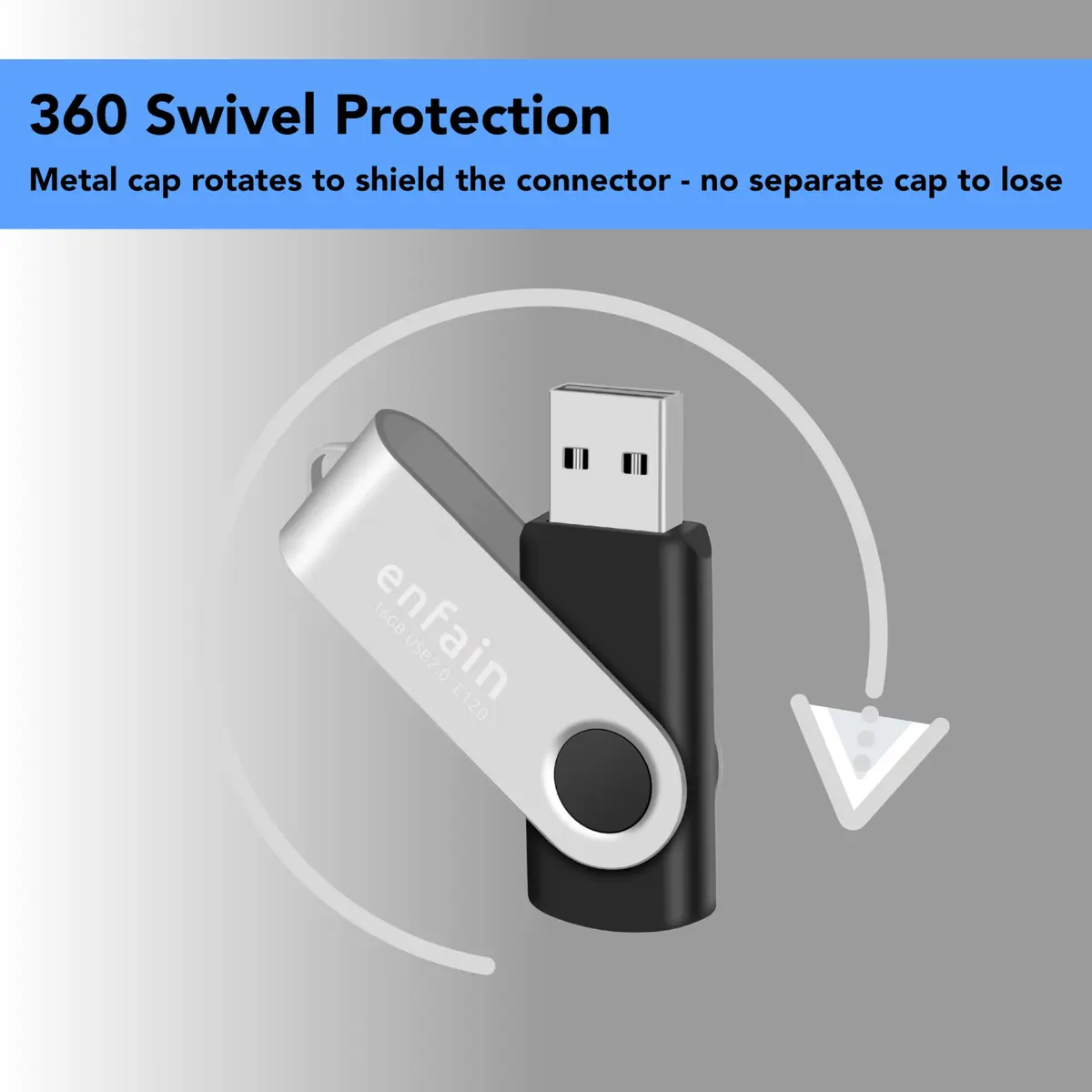 Enfain 16GB USB 2.0 Flash Drive 10 Pack | Swivel Thumb Drives with Labels for Office & Events - view 4