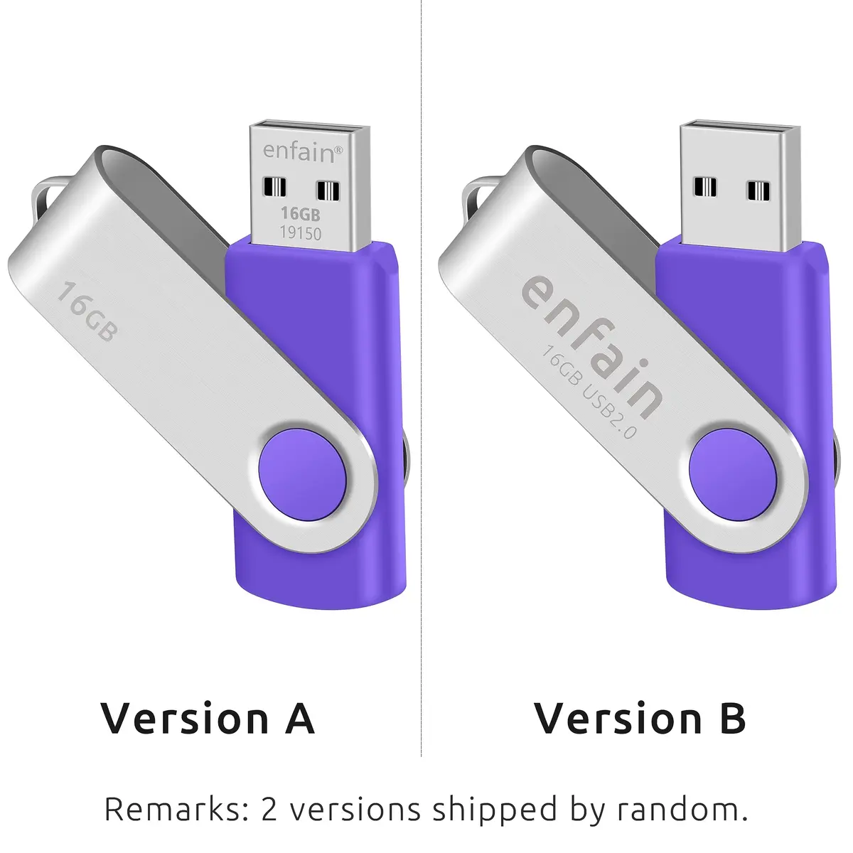 Enfain Purple 16GB USB 2.0 Flash Drive 10 Pack | Swivel Cap, 160GB Total Storage - view 5