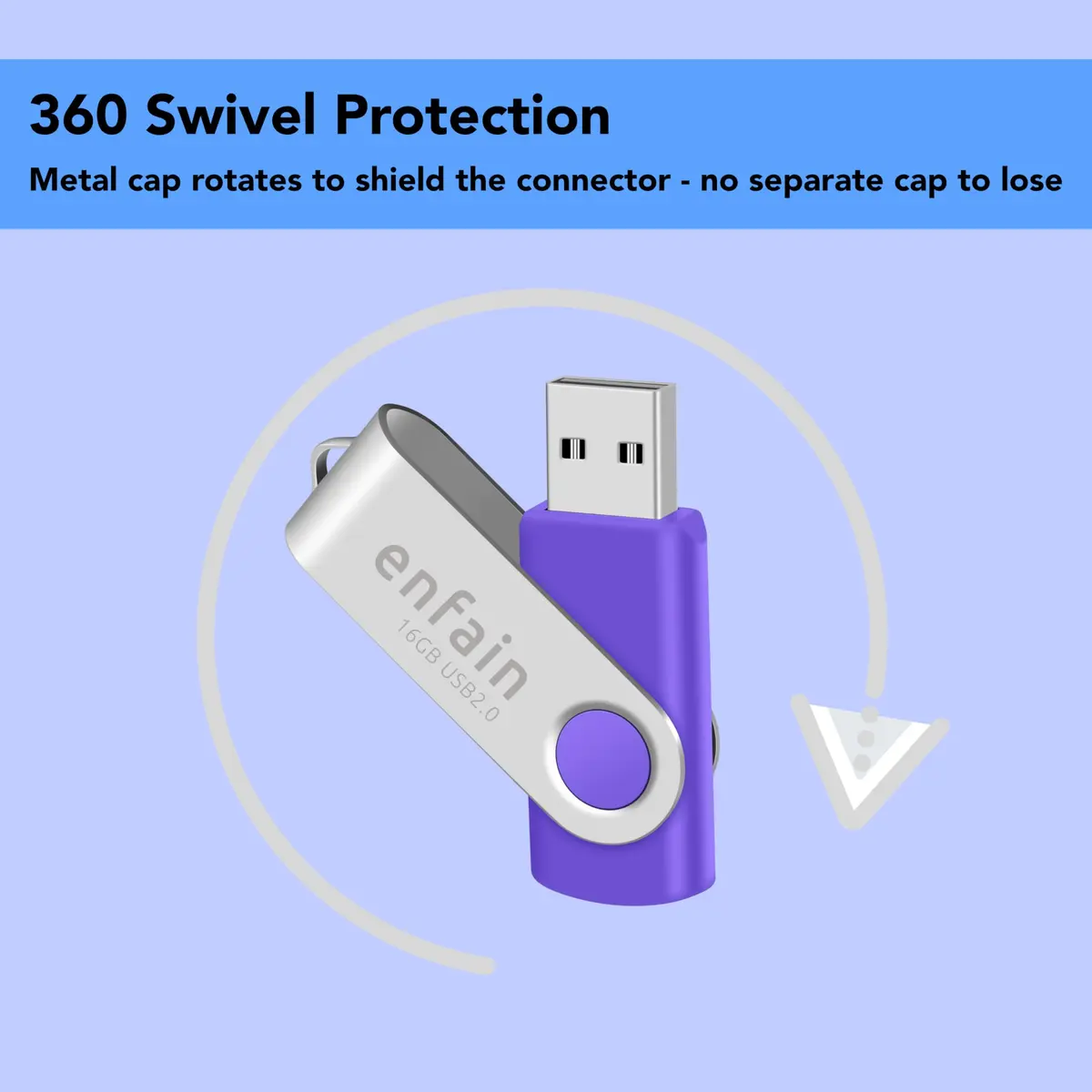 Enfain Purple 16GB USB 2.0 Flash Drive 10 Pack | Swivel Cap, 160GB Total Storage - view 3