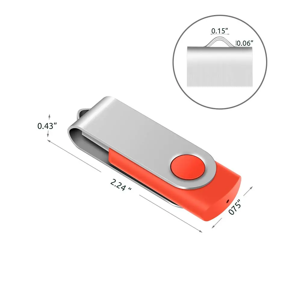 Enfain 16GB USB 2.0 Flash Drive 10-Pack Red | Swivel Cap, 160GB Total Storage | 3.2 cm (1.25 in) x 1.9 cm (0.75 in) - view 4
