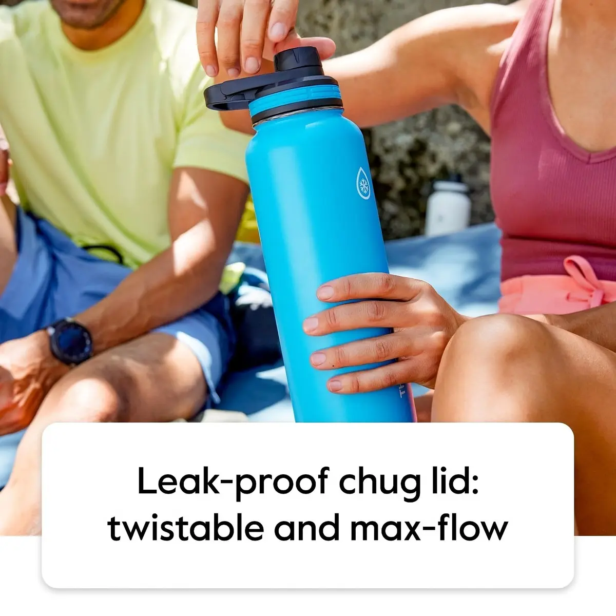 ThermoFlask 40 oz (1180 ml) Double Wall Vacuum Insulated Stainless Steel Water Bottle with Chug & Straw Lids | Keeps Drinks Cold 24 hr, Hot 12 hr - view 6