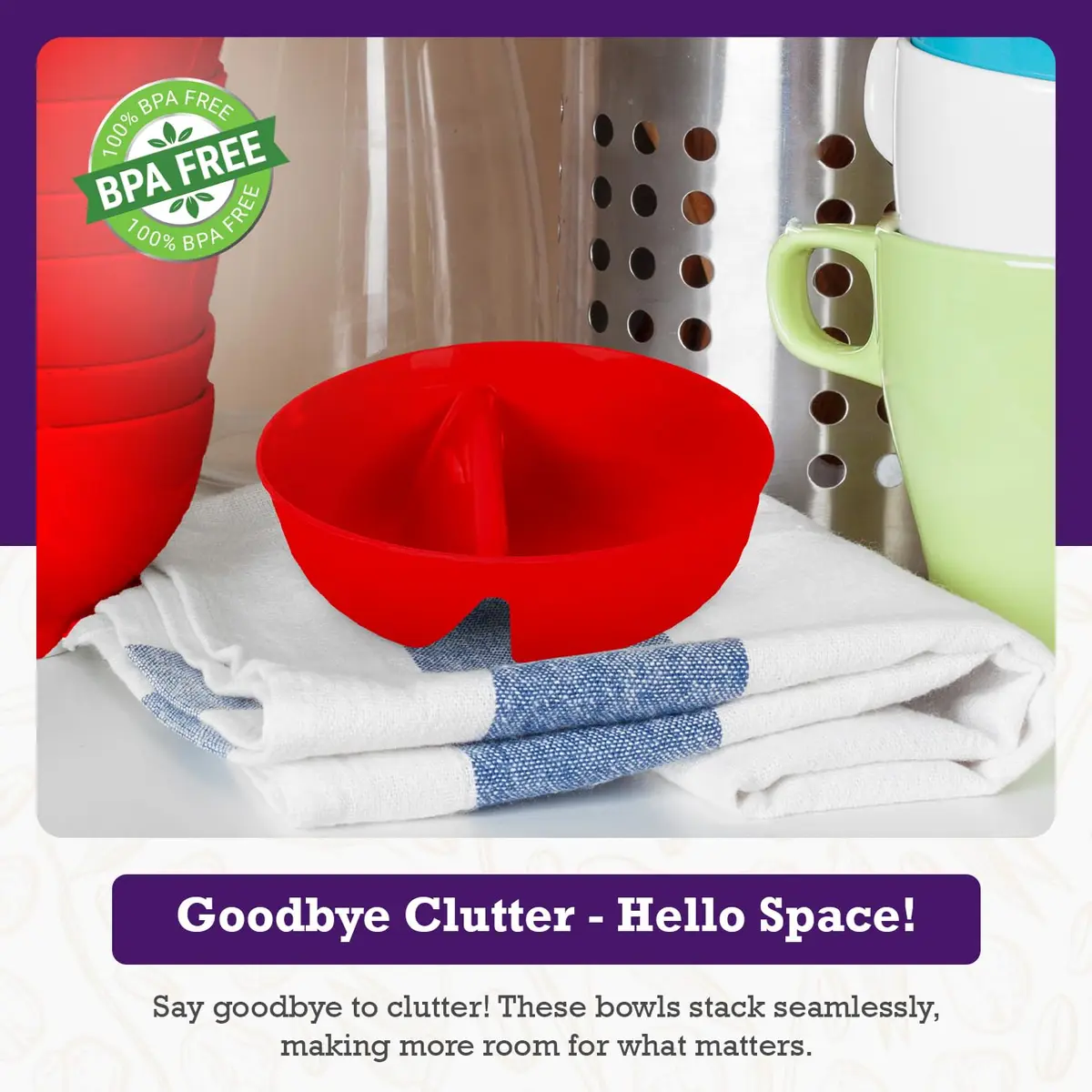 Just Solutions Crunch Anti-Soggy Cereal Bowl 7 in x 2.5 in | Keeps Cereal Fresh & Crunchy, Microwave & Dishwasher Safe - view 4
