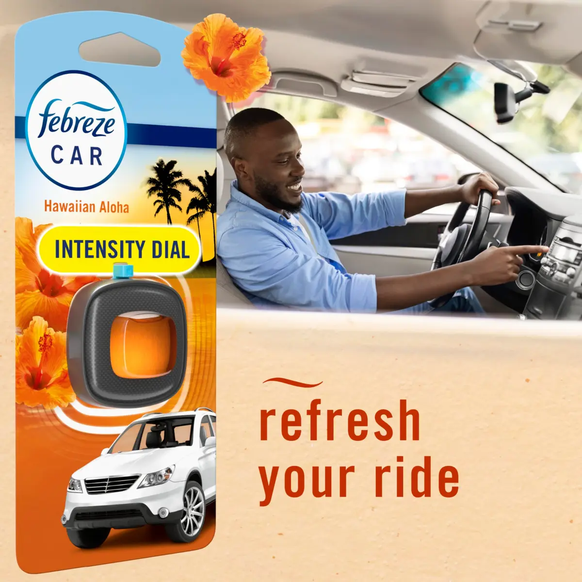 Febreze Car Vent Clip Air Freshener Hawaiian Aloha, 0.06 oz (1.8 ml) | Fights Car Odors for 30 Days - view 6