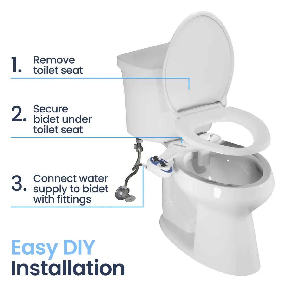 LUXE Bidet NEO 120 Attachment White | Non-Electric Single Nozzle Bidet for Two-Piece Toilets - view 6