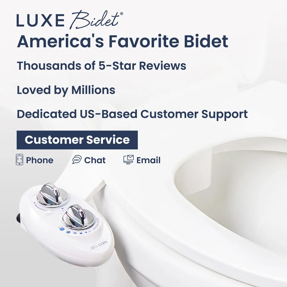 LUXE Bidet NEO 120 Attachment White | Non-Electric Single Nozzle Bidet for Two-Piece Toilets - view 7