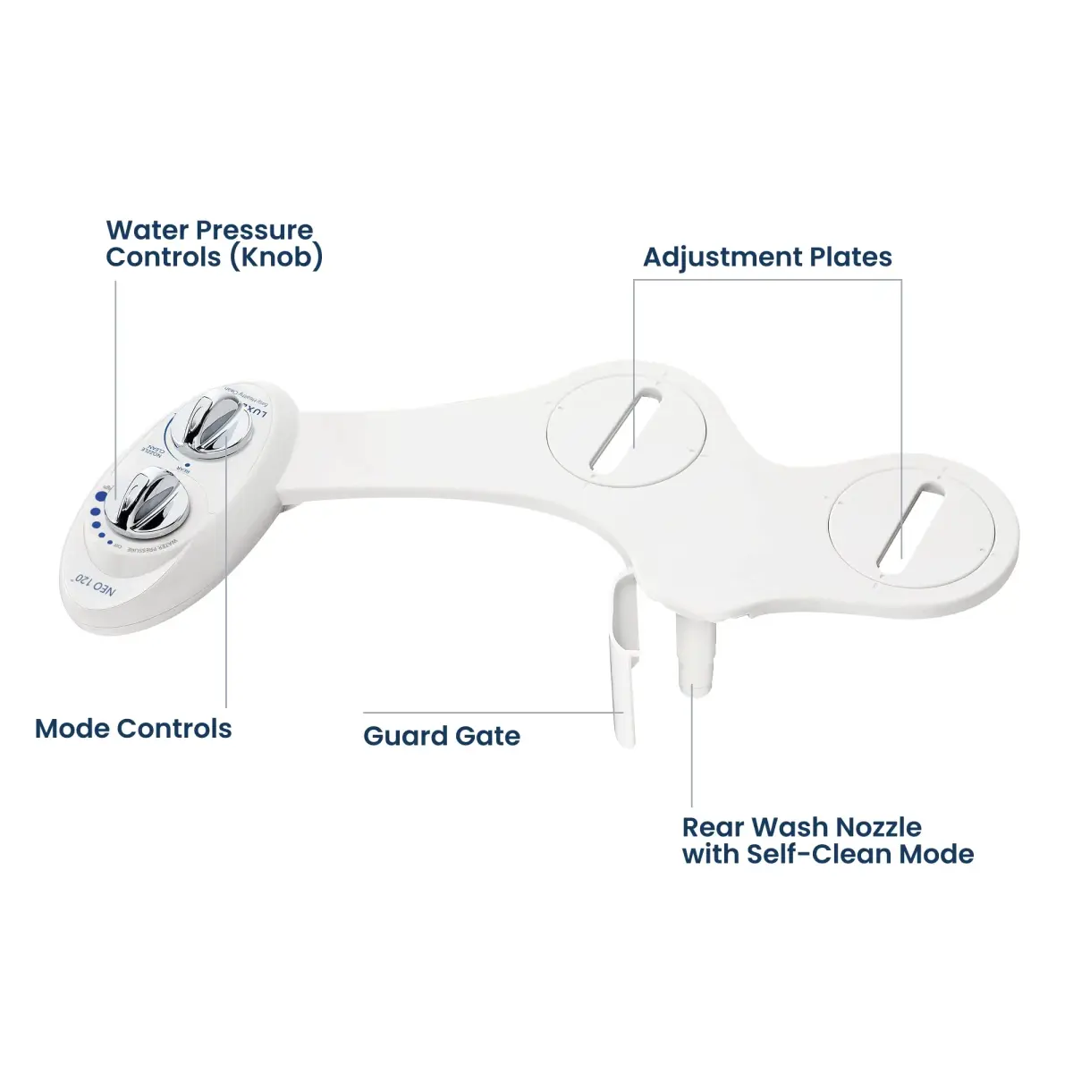 LUXE Bidet NEO 120 Attachment White | Non-Electric Single Nozzle Bidet for Two-Piece Toilets - view 8