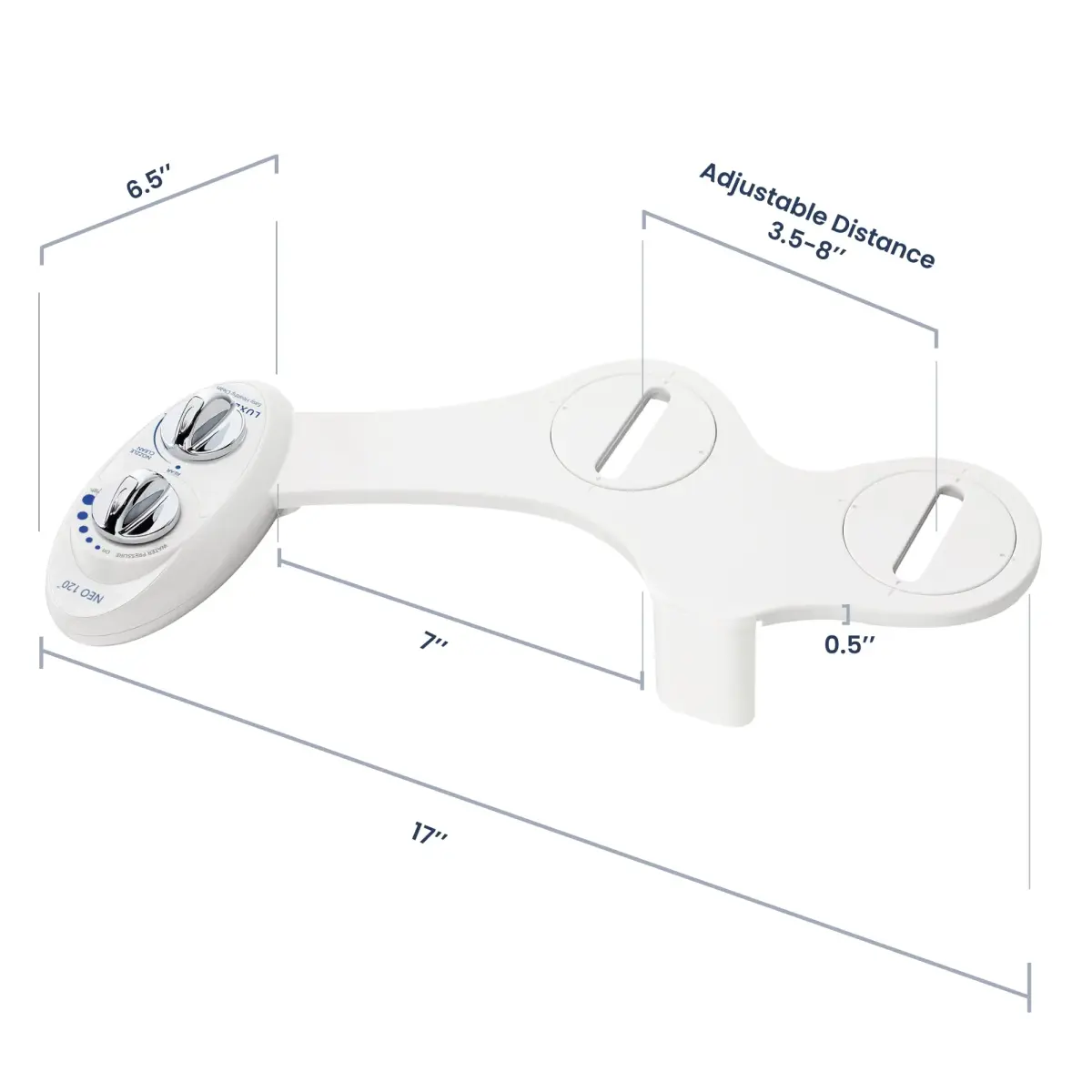 LUXE Bidet NEO 120 Attachment White | Non-Electric Single Nozzle Bidet for Two-Piece Toilets - view 9