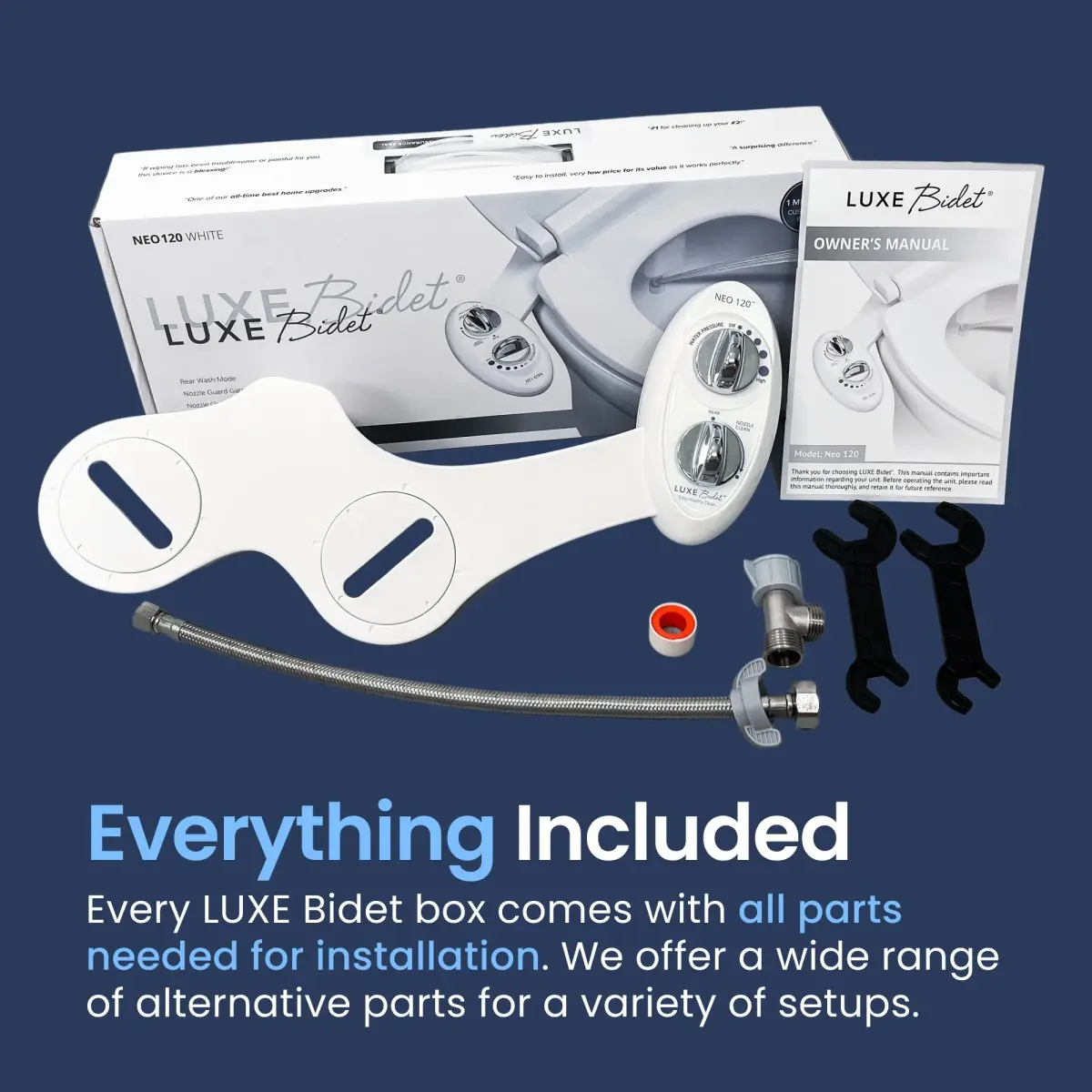 LUXE Bidet NEO 120 Attachment White | Non-Electric Single Nozzle Bidet for Two-Piece Toilets - view 2