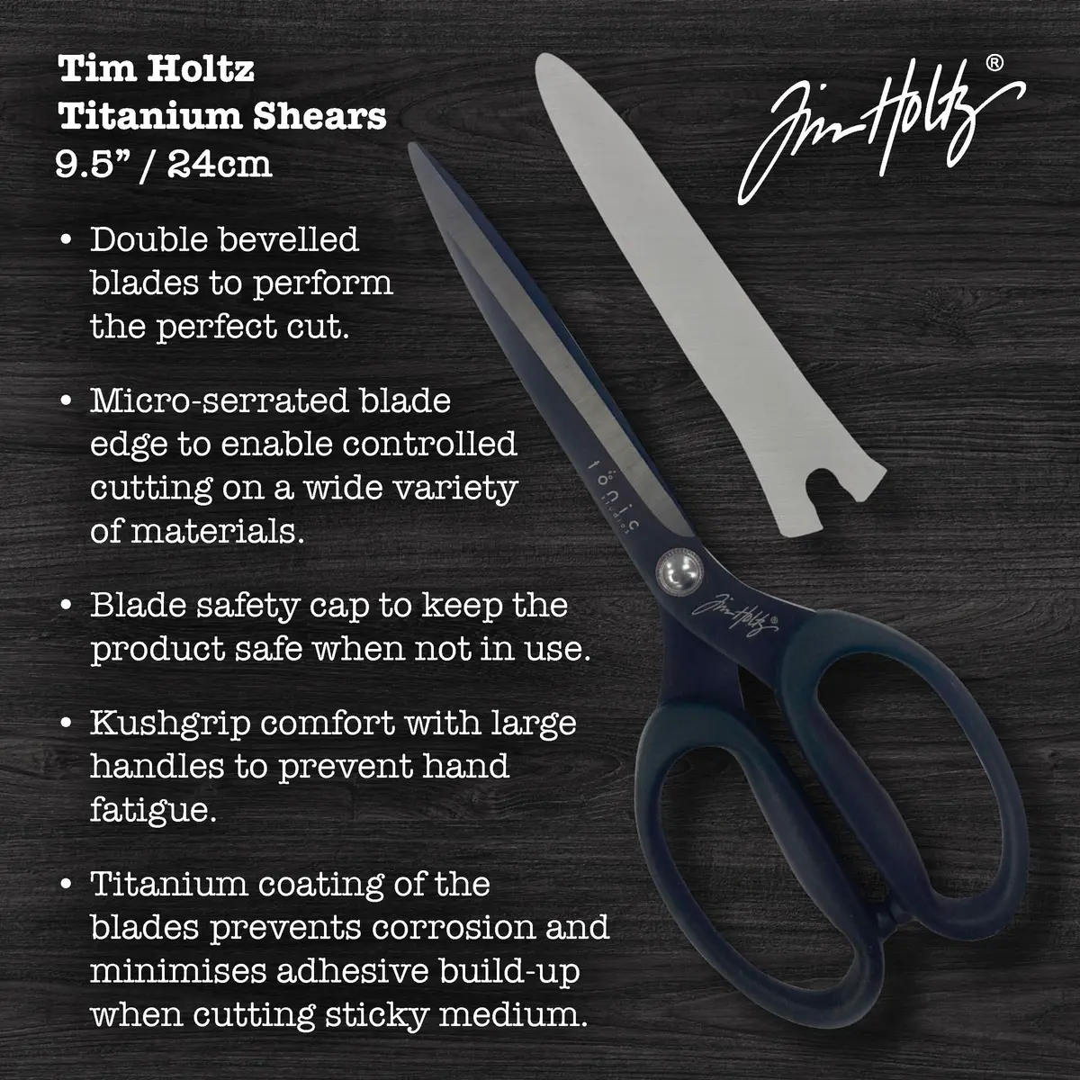 Tonic Studios Scissors All Purpose 9.5 Inch Titanium Snips | Micro Serrated, Non Stick Craft Tool - view 2