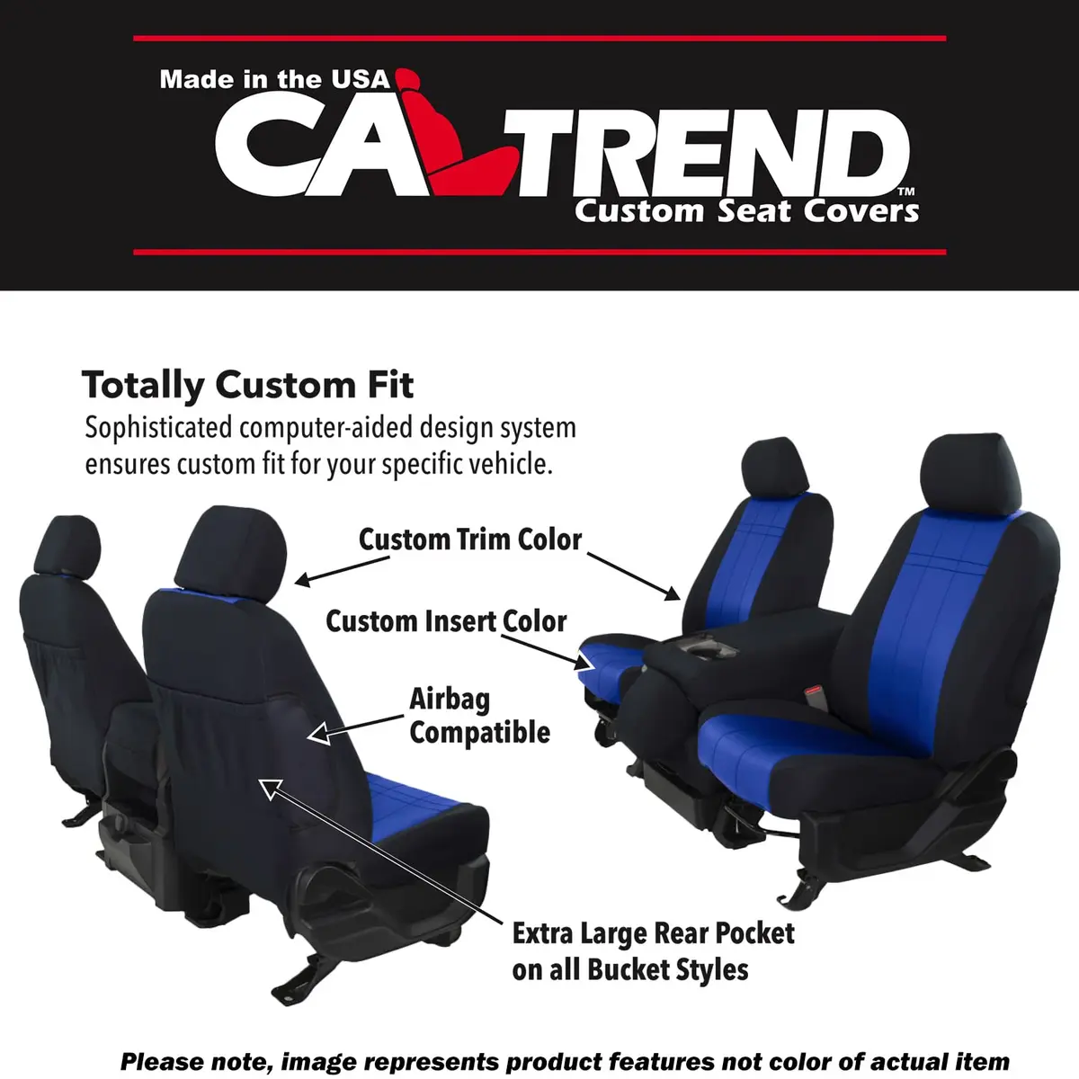 CalTrend Front Buckets Seats, NeoSupreme Seat Covers for 2013-2015 Mazda CX-5 Hawaii Blue with Black Trim | Custom Fit & Water-Resistant - view 5