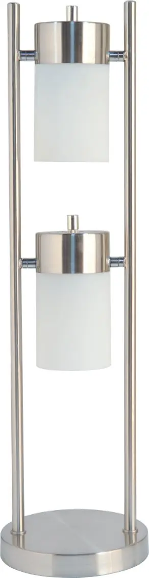 SH Lighting 2-Way Adjustable Stained Shade Table Desk Lamp - Features 2 Lights with Multiple Angles - 25" Tall Great for Living Rooms or Bedrooms - White - main product image