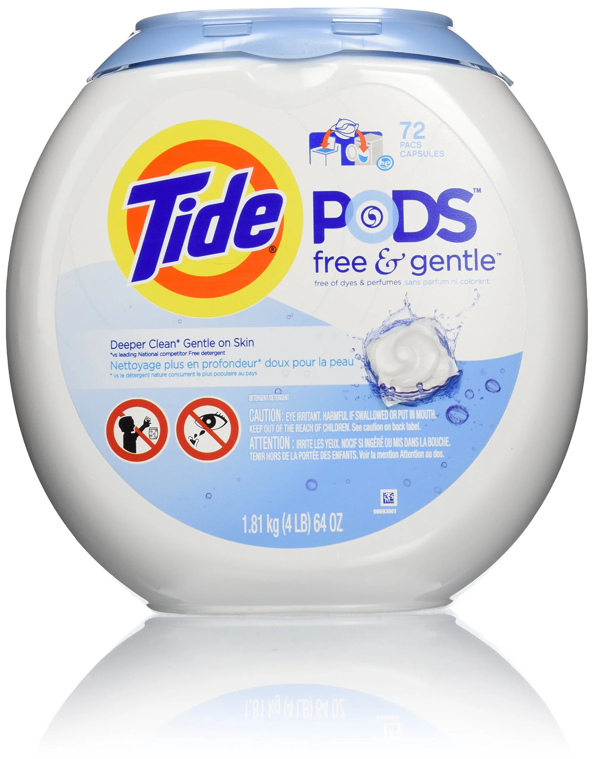 Tide Free and Gentle Laundry Detergent Pods, Hypoallergenic, Unscented, 72 Count | Gentle Clean for Sensitive Skin - main product image