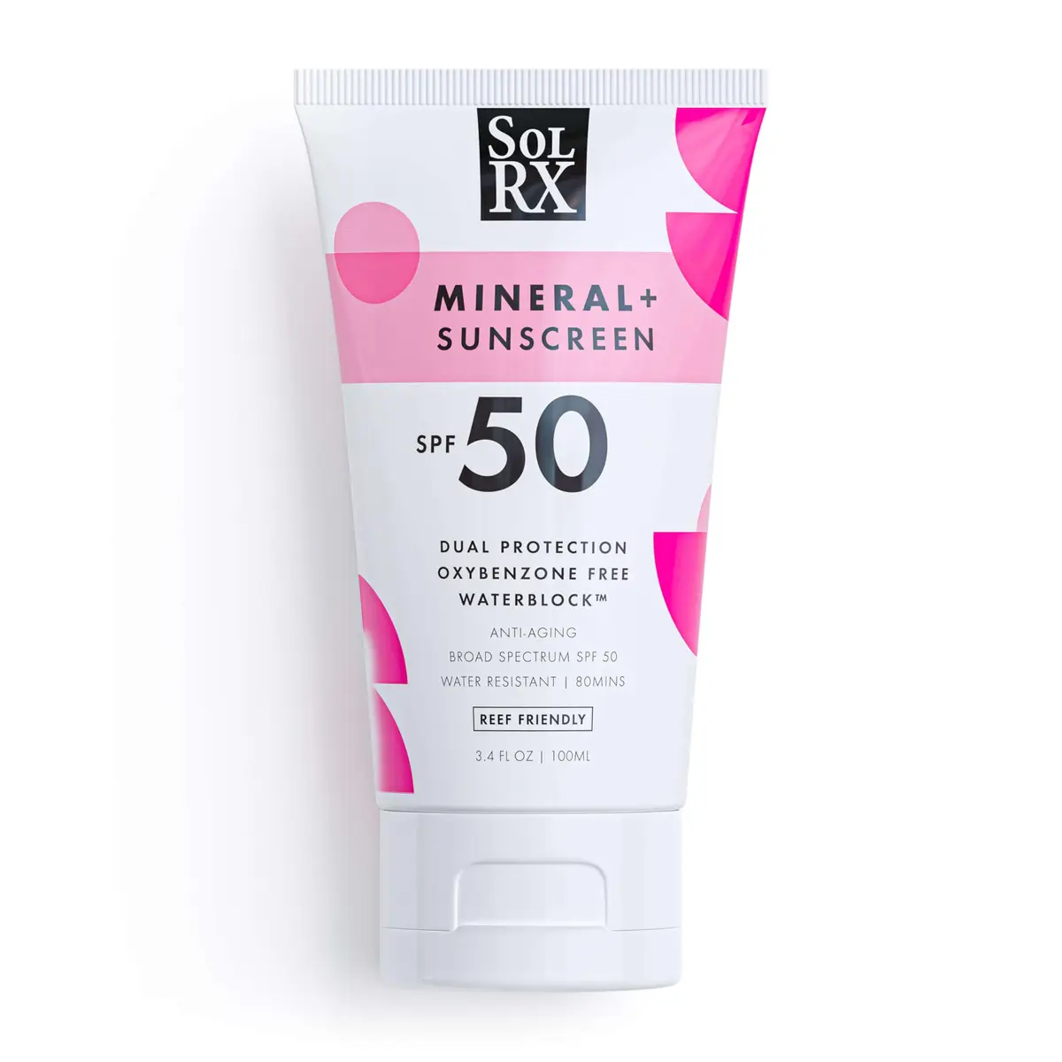 SolRX MINERAL+ SPF 50 Zinc Oxide Sunscreen 3.4 Ounce | Reef Safe, Water & Sweat Resistant, Broad Spectrum - main product image