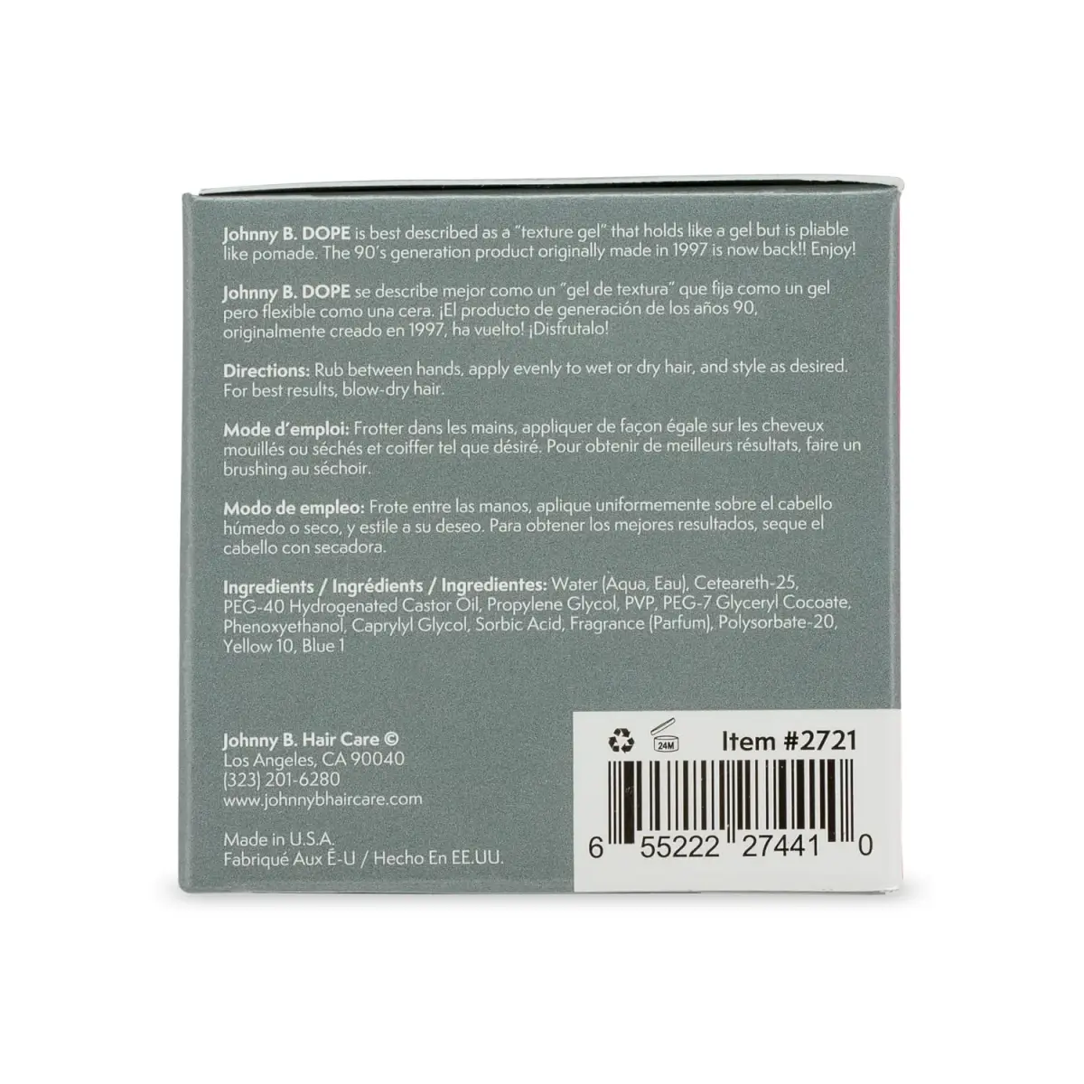 JOHNNY B. Dope Texture Gel 85g (3 oz) | Strong Hold Styling Agent for Men - view 2