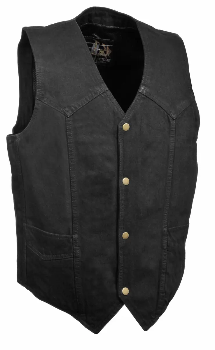 The Bikers Zone Men's 100% Cotton Denim Vest 4X (52) Black | Classic Basic Denim Vest for Men - main product image