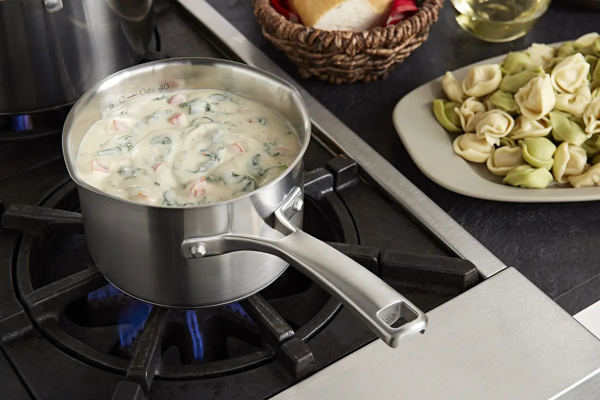 Calphalon Classic Stainless Steel Sauce Pan 1.5-quart | Impact-bonded aluminum base, dishwasher safe, full 10-year warranty - view 2