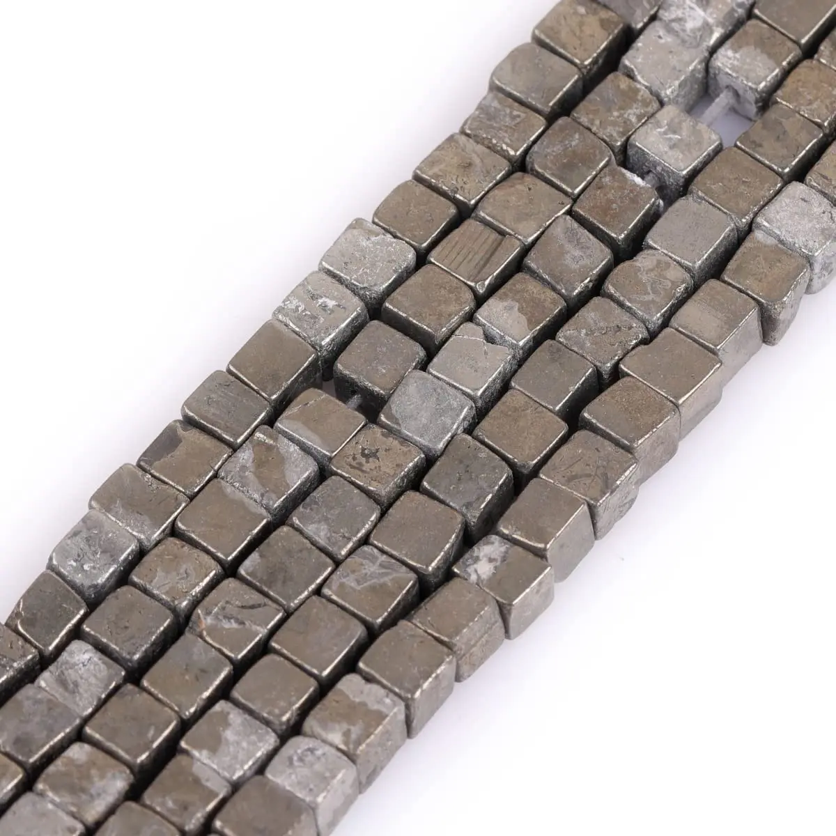 GEM-INSIDE CREATE YOUR OWN FASHION Pyrite Cube 4mm Beads | Natural Semi Precious Jewelry Stones - main product image