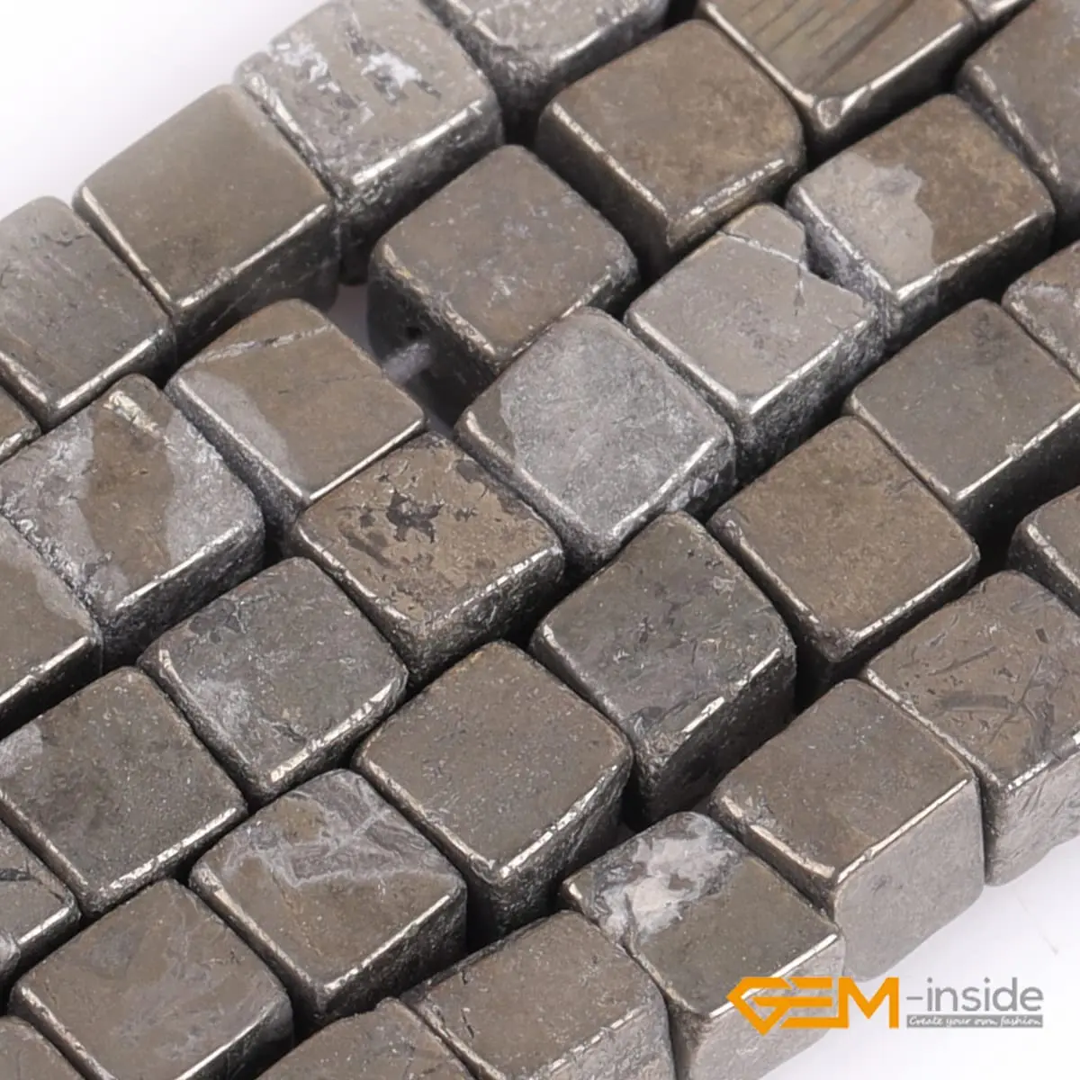 GEM-INSIDE CREATE YOUR OWN FASHION Pyrite Cube 4mm Beads | Natural Semi Precious Jewelry Stones - view 5