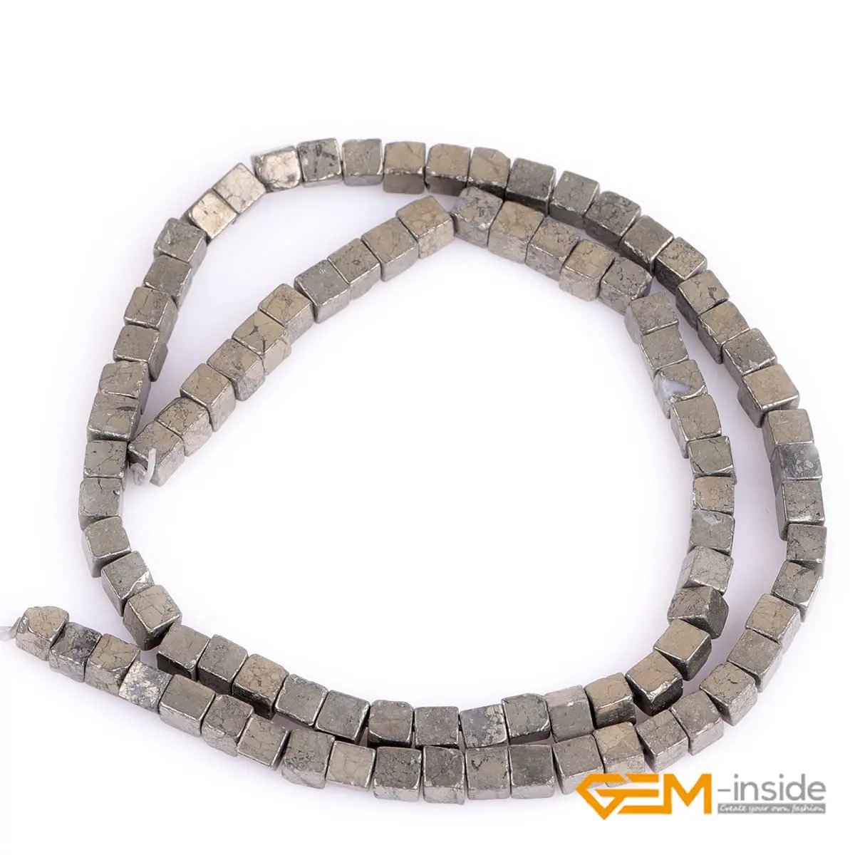 GEM-INSIDE CREATE YOUR OWN FASHION Pyrite Cube 4mm Beads | Natural Semi Precious Jewelry Stones - view 2