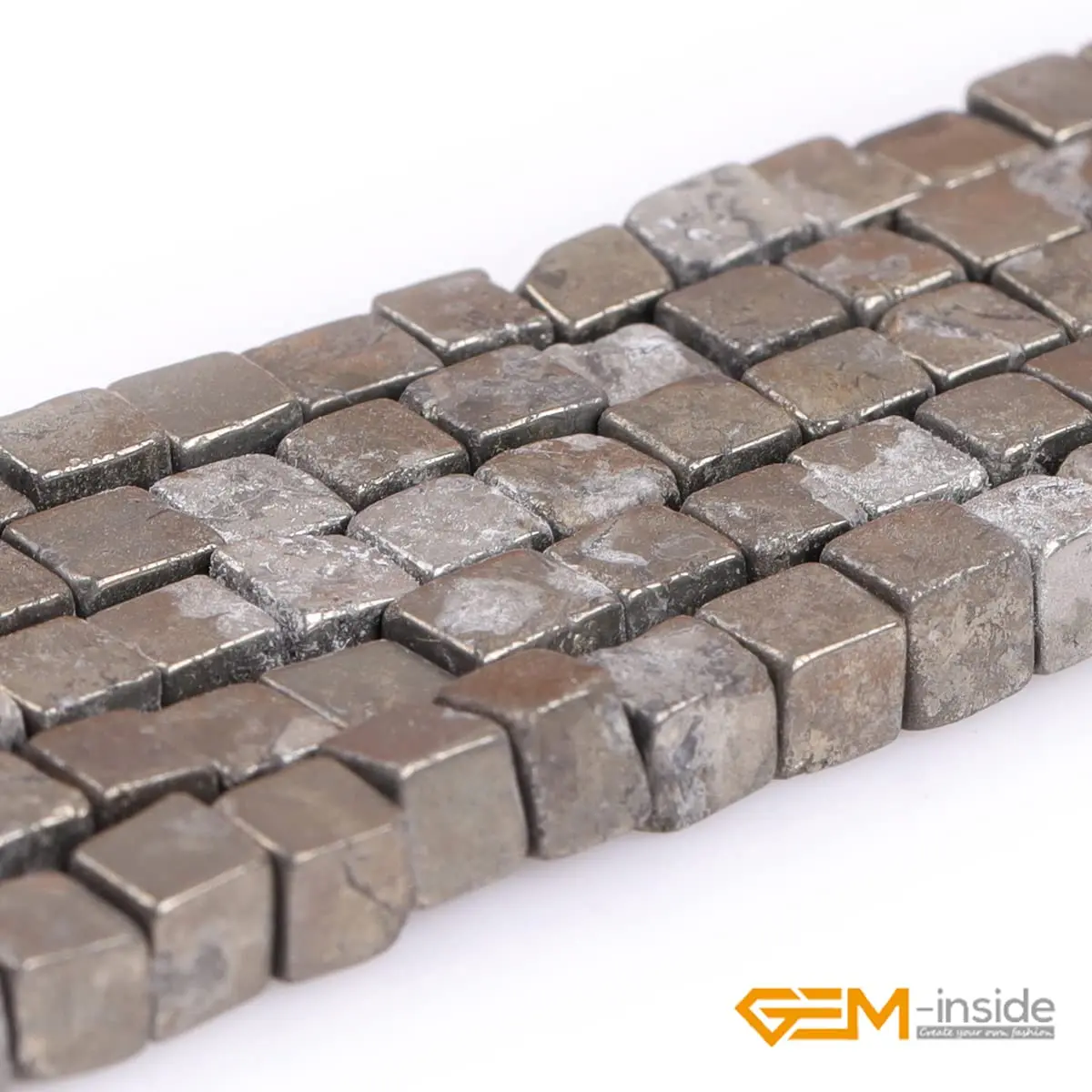 GEM-INSIDE CREATE YOUR OWN FASHION Pyrite Cube 4mm Beads | Natural Semi Precious Jewelry Stones - view 3