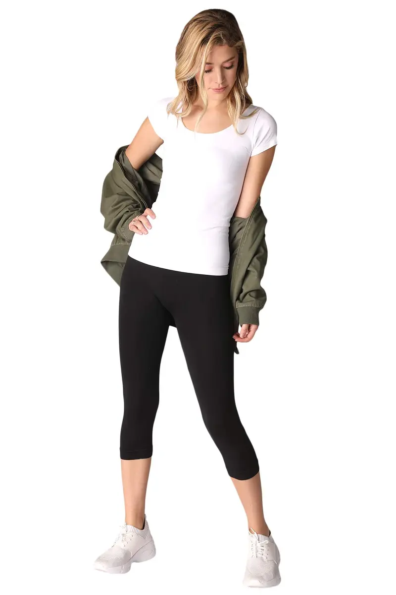NIKIBIKI Women Seamless Cap Sleeve Scoop Neck Fitted Top | Made in USA, One Size (White) - view 2