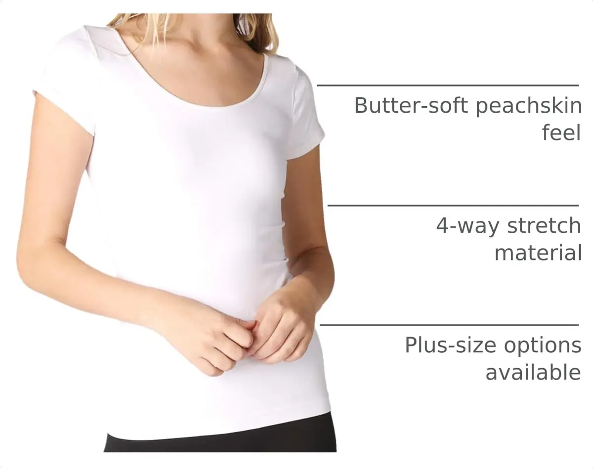 NIKIBIKI Women Seamless Cap Sleeve Scoop Neck Fitted Top | Made in USA, One Size (White) - view 4