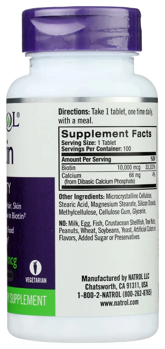 Natrol Biotin Max 10000 Mcg | Supports Hair, Skin & Nails | Vegetarian Tablets - view 6
