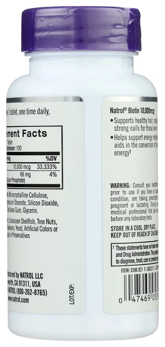 Natrol Biotin Max 10000 Mcg | Supports Hair, Skin & Nails | Vegetarian Tablets - view 2