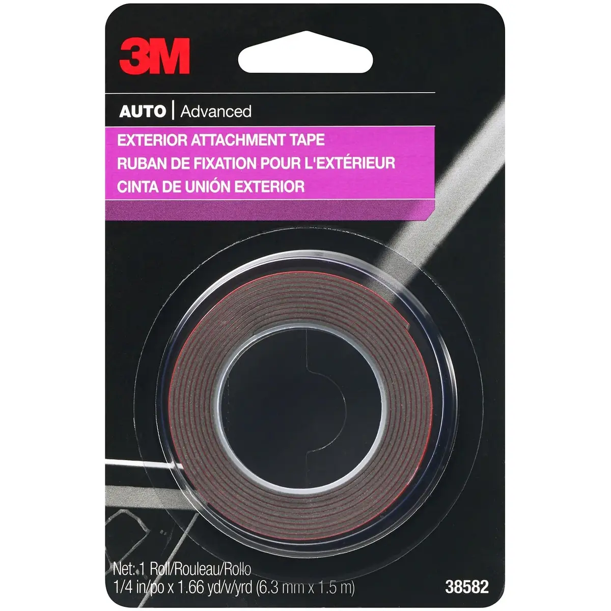 3M Auto Exterior Attachment Tape, 1/4 in x 5 ft | Heavy Duty Double-Sided Automotive Tape for Car Trim & Badges - main product image