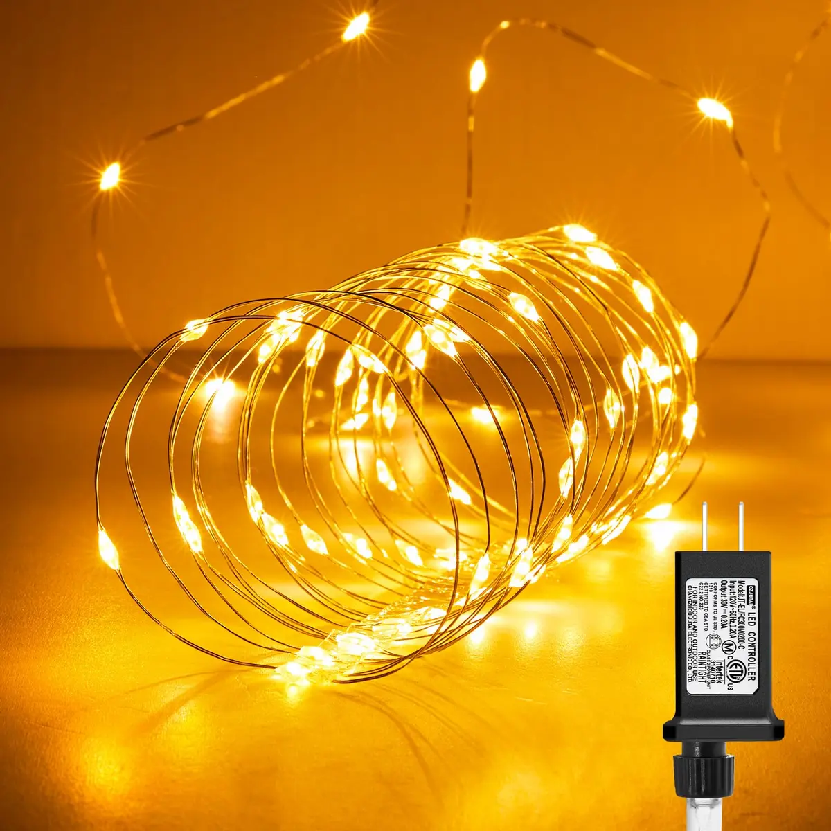 Minetom Warm White LED String Lights 33ft (10m) | 100 LEDs, IP44 Waterproof, Flexible Copper Wire - view 8