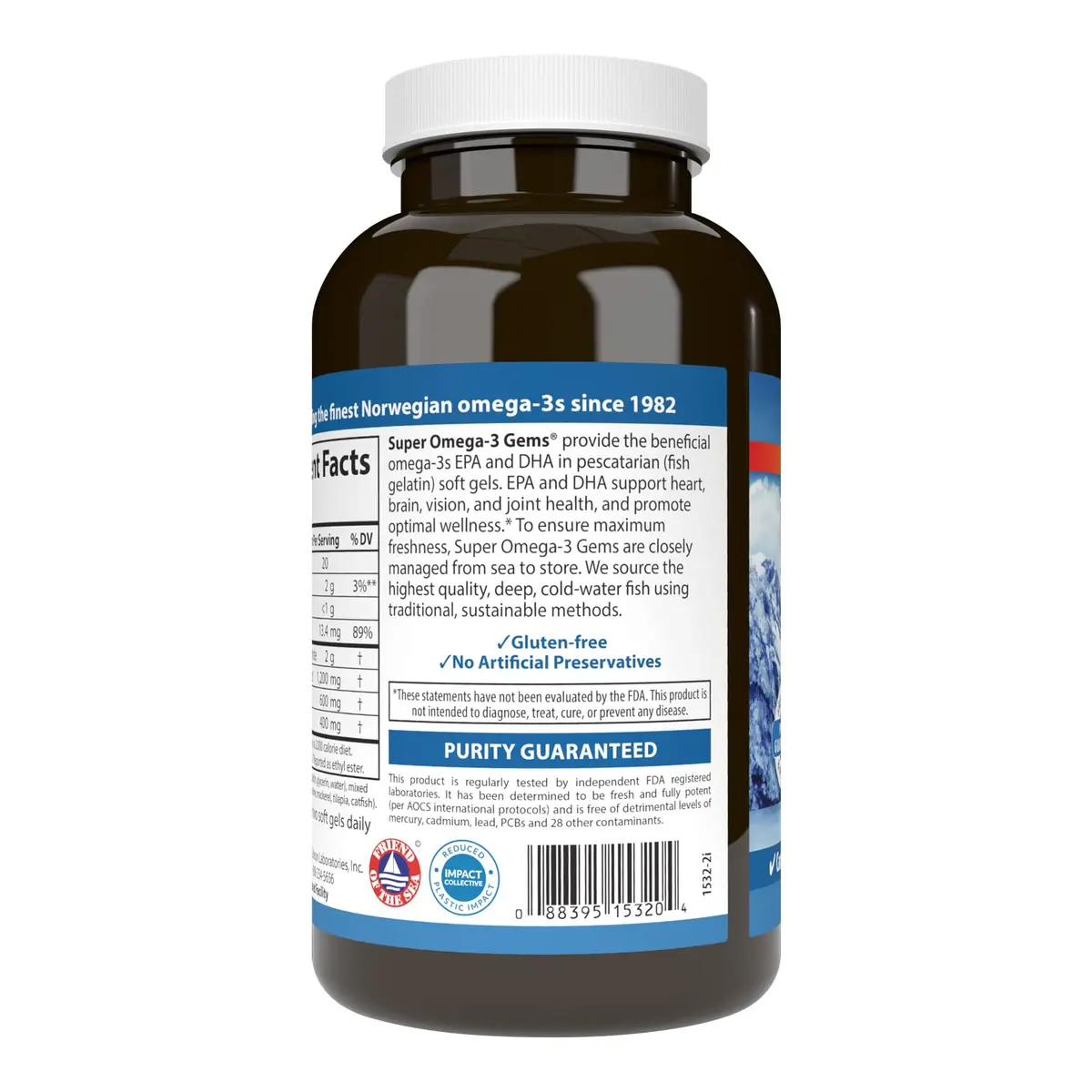 Carlson Super Omega-3 Gems, Pescatarian, 180 Softgels | 1200 mg Omega-3s EPA & DHA, Wild Caught Norwegian Fish Oil - view 3