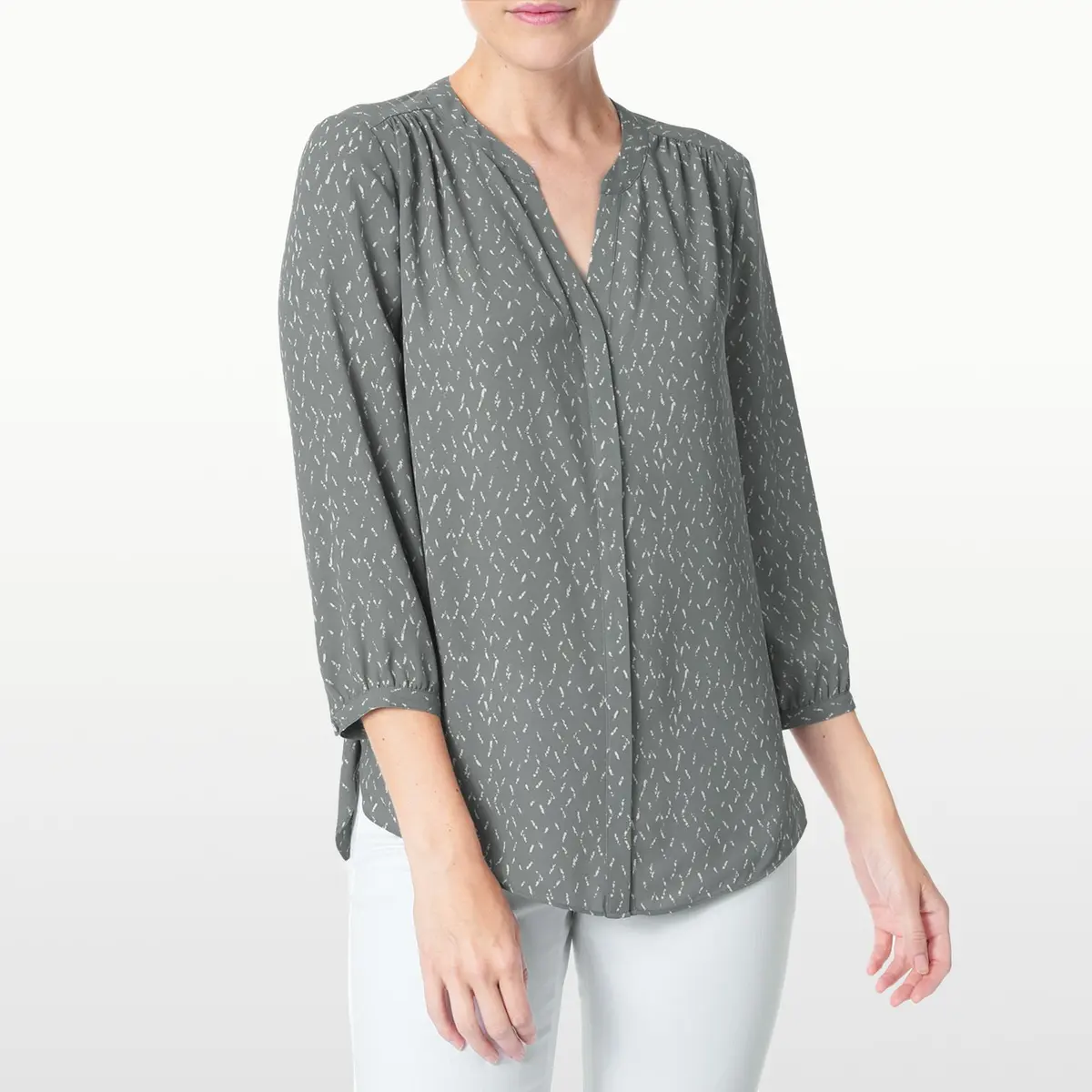 NYDJ Women’s Three-Quarter Sleeve Pintuck Blouse | Classic Lightweight Top - view 5
