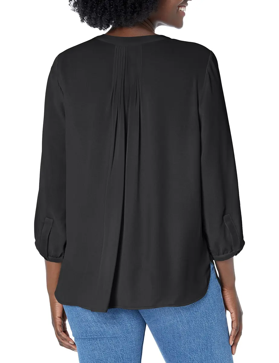NYDJ Women’s Three-Quarter Sleeve Pintuck Blouse | Classic Lightweight Top - view 2