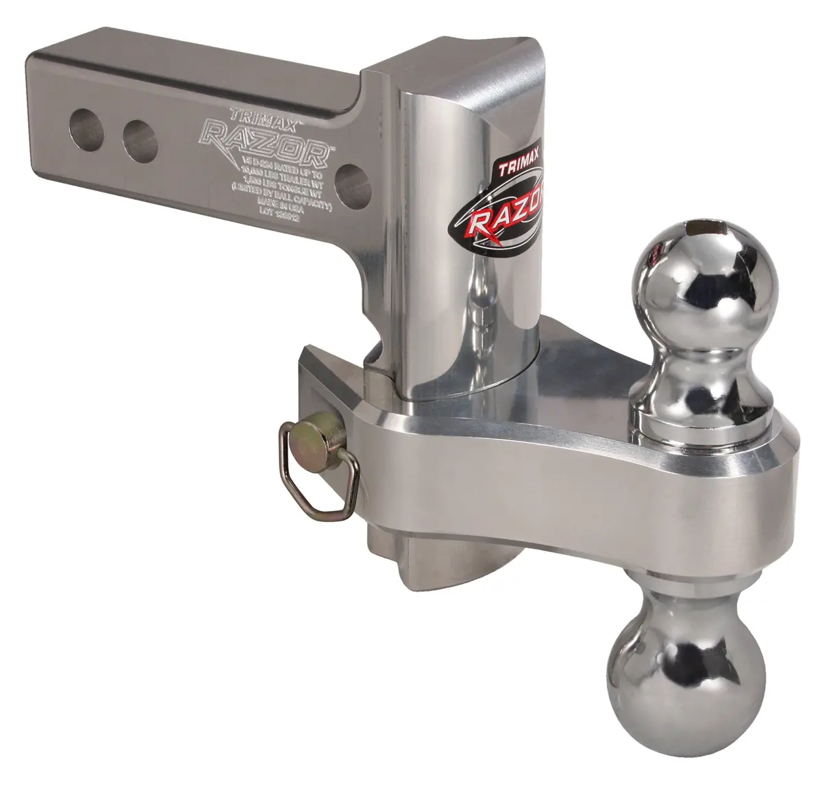 Trimax Adjustable Aluminum Hitch 4" Drop/Rise | Heavy Duty Trailer Tow Accessory - main product image
