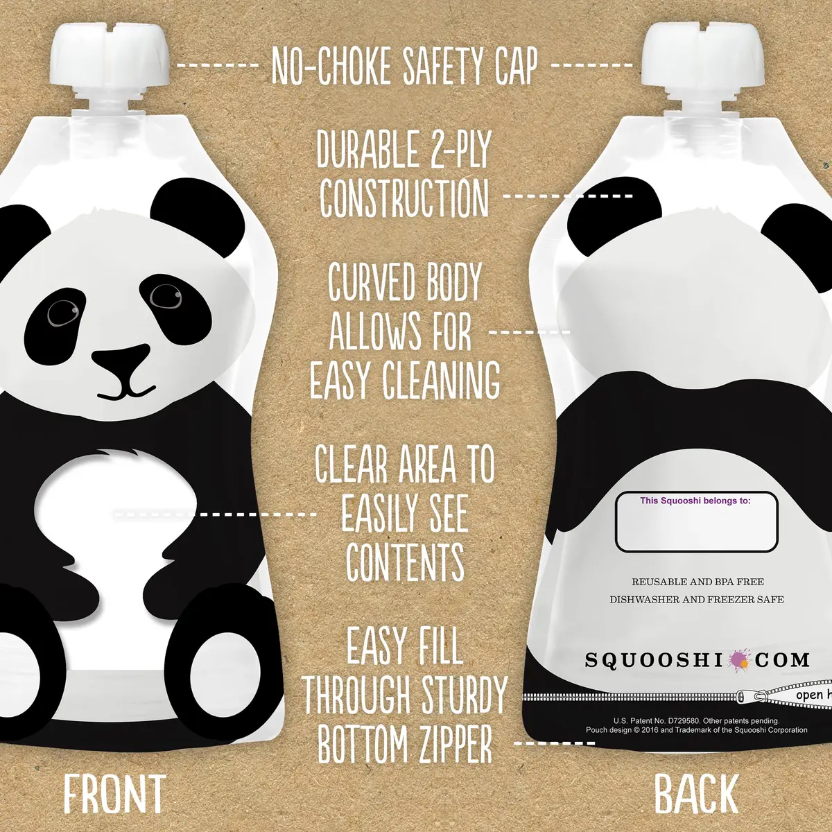 SQUOOSHI Reusable Baby Food Pouches 6 Pack | Eco-Friendly, BPA-Free, Travel-Ready - view 5
