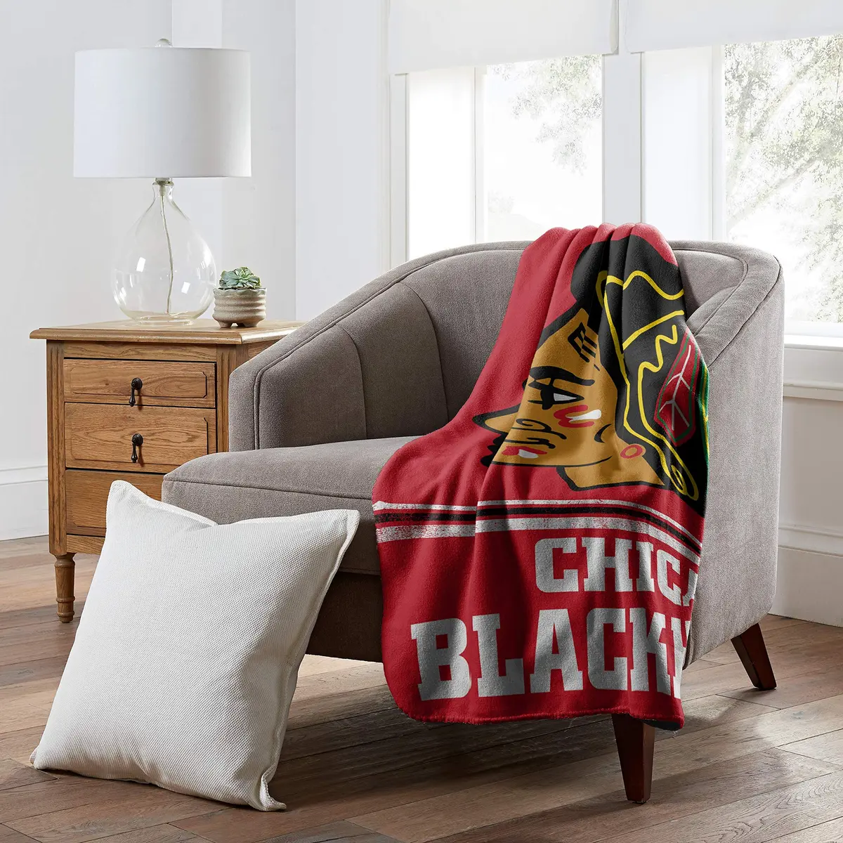 Northwest Chicago Blackhawks Fleece Throw Blanket 50" x 60" | Officially Licensed NHL Fan Gear - view 4