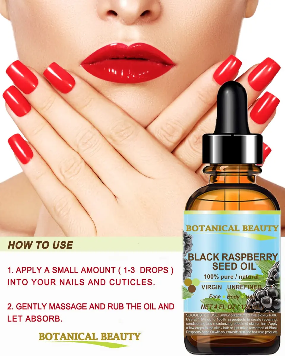 Botanical Beauty Black Raspberry Seed Oil 30 ml | Pure, Cold Pressed, Natural Moisturizer for Face, Skin, Hair - view 7