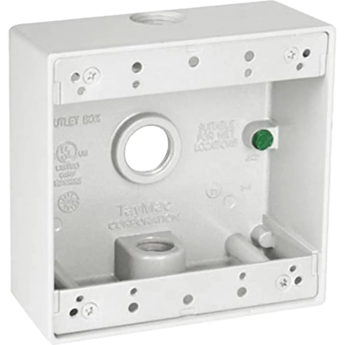TayMac DB375WH 2-Gang Weatherproof Box 11.8cm (4.63in) White | Seamless Die Cast Metal Construction - main product image