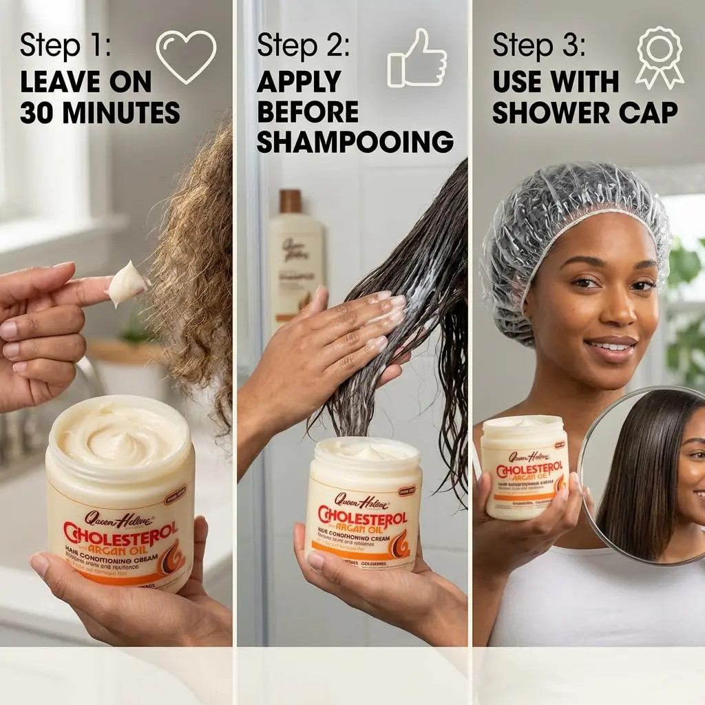 Queen Helene Cholesterol Hair Conditioning Creme with Argan Oil 443ml (15 oz) | Deep Repair for Dry, Brittle Hair - view 5
