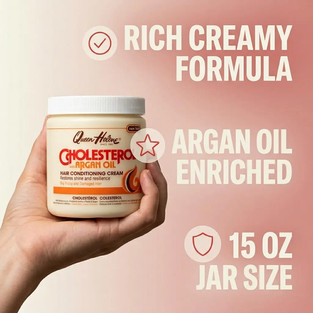 Queen Helene Cholesterol Hair Conditioning Creme with Argan Oil 443ml (15 oz) | Deep Repair for Dry, Brittle Hair - view 7